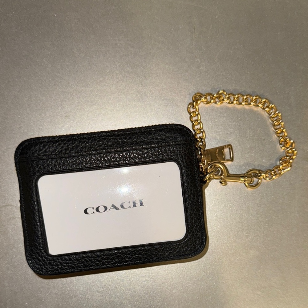 Coach Black and Gold Key Holder with Chain NEW**